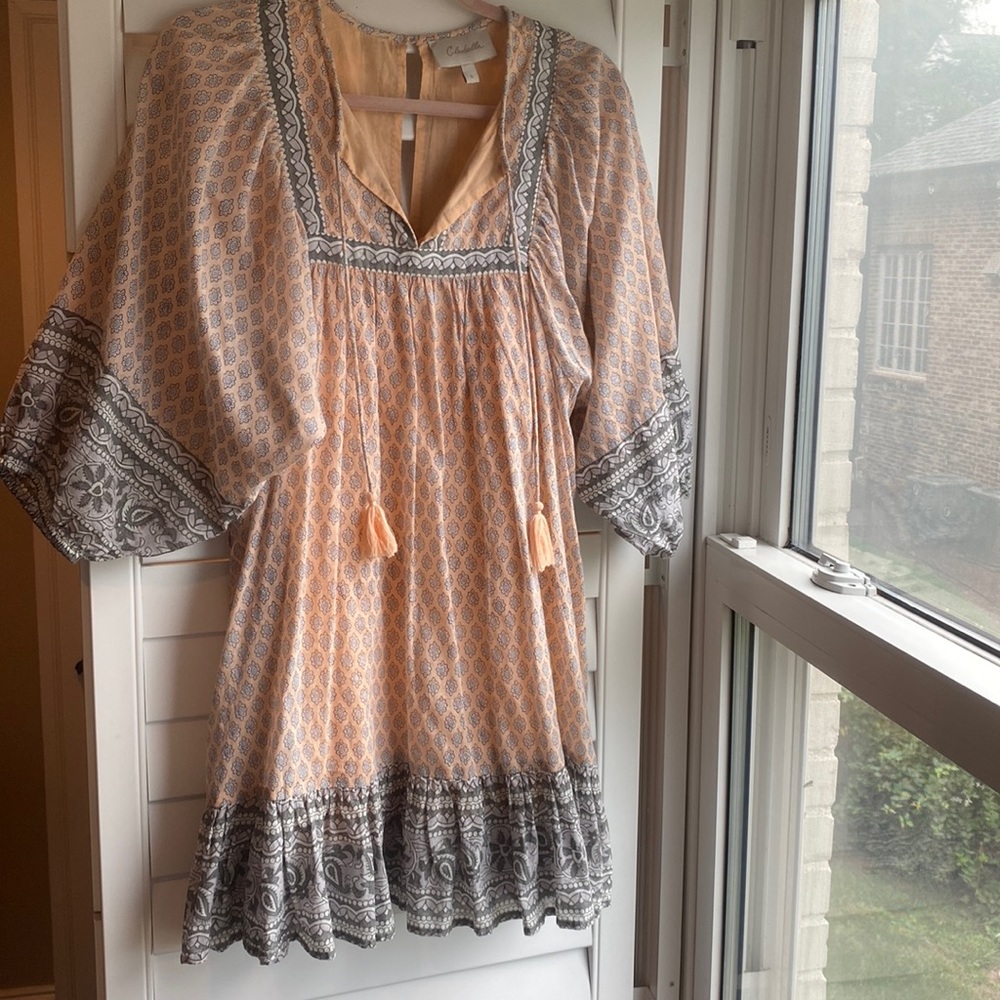 Cleobella Dress - peach & grey - size small